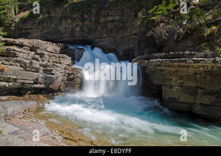 Wasserfall entlang der Johnston Creek Trail, Alberta, Kanada Stockfoto