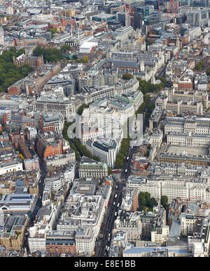 Luftbild von The Strand und Aldwych, central London, UK, Blick nach Westen, Osten Stockfoto