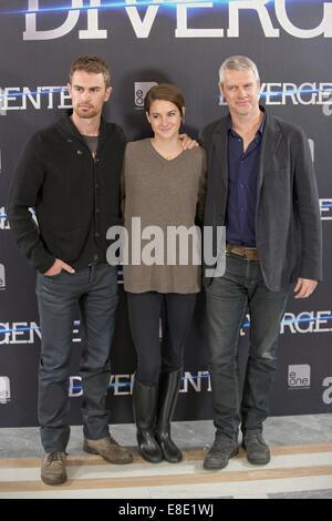 "Abweichend" Photocall mit Madrid: Theo James, Shailene Woodley wo: Madrid, Spanien: 3. April 2014 Stockfoto