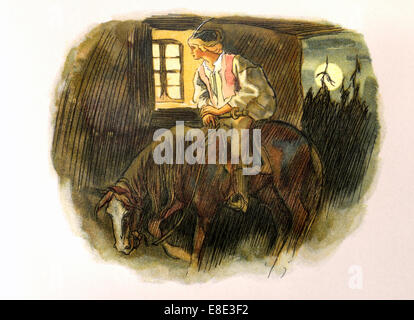 Toman und die Waldnymphe / Sprite (Toman ein Lasni Panna) traditionelle tschechische Geschichte. Illustrationen von Adolf Kaspar von 1924-edition Stockfoto