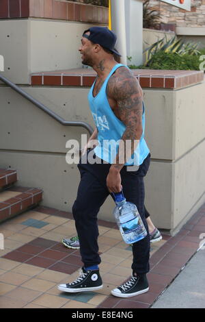 Kelly Brook und David McIntosh gesehen in die Turnhalle.  Mitwirkende: Kelly Brook, David McIntosh wo: Los Angeles, California, Vereinigte Staaten von Amerika als: 3. April 2014 Stockfoto