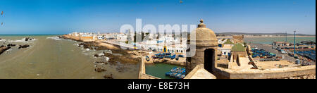 Horizontale (3 Bild Heftung) Panoramablick über Essaouira. Stockfoto