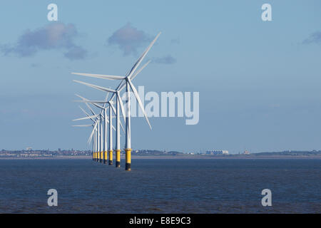 Der Offshore-Windpark Burbo Bank in Liverpool Bay UK Stockfoto