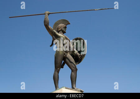 Skulptur gewidmet König Leonidas von den Spartanern in den Thermopylen, Griechenland. Stockfoto