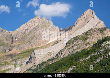 Blick auf Monte Perdido von Bielsa, Pyrenäen, Spanien Stockfoto