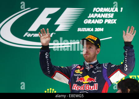 Sebastian VETTEL, GER, Red Bull Racing, 3.Platz - Team Infiniti Red Bull Racing, SUZUKA, JAPAN, 05.10.2014, Formel 1 F1 Rennen, Podium, JAPAN Grand Prix, Grosser Preis, GP du Japon, Motorsport, Foto von: Sho TAMURA/AFLO SPORT - Deutschland, Stockfoto