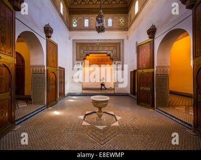 Bahia-Palast, Palais Bahia, gebaut im Auftrag der Grand Vizier Si Moussa im Jahre 1867, Medina, Marrakesch, Marrakech-Tensift-El Haouz Stockfoto