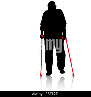 Silhouette von Menschen mit Behinderungen auf weißem Hintergrund. Vektor-illu Stockfoto