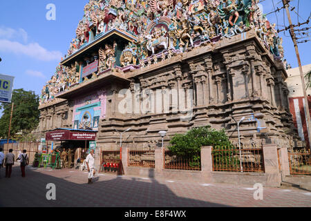 Meenakshi Amman Tempel, Meenakshi Sundareswarar Tempel, Tiru-Aalavaai, Meenakshi Amman Kovil, Madurai, Tamil Nadu, Indien. Stockfoto