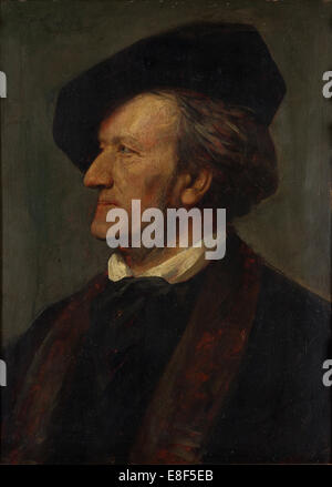 Porträt des Komponisten Richard Wagner (1813-1883). Künstler: Lenbach, Franz von (1836-1904) Stockfoto