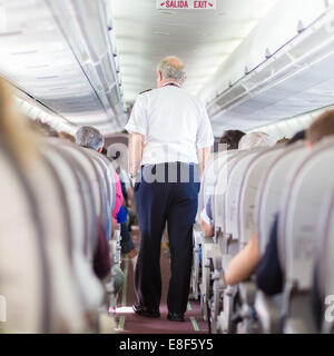 Pilot an Bord des Flugzeuges. Stockfoto