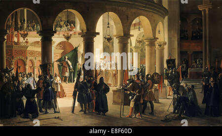 Godefroy de Bouillon Ablagerungen in der Kirche des Heiligen Grabes die Trophäen von Ascalon. Artist: François Marius Granet (1775-1849) Stockfoto