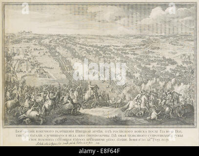 Die Schlacht von Poltawa am 27. Juni 1709. Künstler: Larmessin, Nicolas de, II (1684-1755) Stockfoto