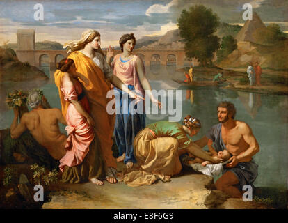 Moses aus dem Wasser gerettet. Künstler: Poussin, Nicolas (1594-1665) Stockfoto