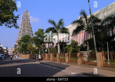 Meenakshi Amman Tempel, Meenakshi Sundareswarar Tempel, Tiru-Aalavaai, Meenakshi Amman Kovil, Madurai, Tamil Nadu, Indien. Stockfoto