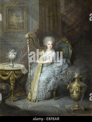 Madame Élisabeth die Harfe zu spielen. Künstler: Leclercq, Charles Emmanuel Joseph (1753-1821) Stockfoto