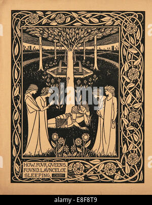 Wie Four Queens gefunden Lancelot Schlafen. Abbildung: Auf das Buch Le Morte d'Arthur von Sir Thomas Artist: Beardsley, Aubrey (1872 - 1898) Stockfoto