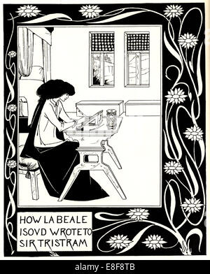 Wie La Beale Isoud schrieb Sir Tristram. Abbildung: Auf das Buch Le Morte d'Arthur von Sir Thomas Artist: Beardsley, Aubrey (1872 - 1898) Stockfoto