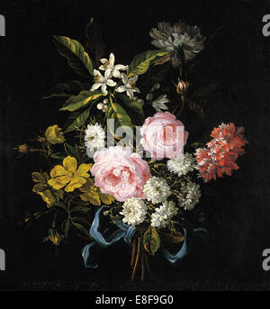 Bouquet von Kamille, Orangenblüten, Rosen und Nelken mit einem blauen Band gebunden. Künstler: Monnoyer, Jean-Baptiste (1636-1699) Stockfoto