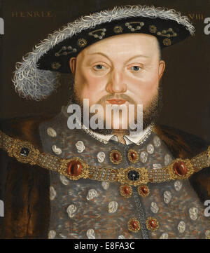 Porträt von König Henry VIII von England. Künstler: Holbein, Hans, (Kreis von) Stockfoto