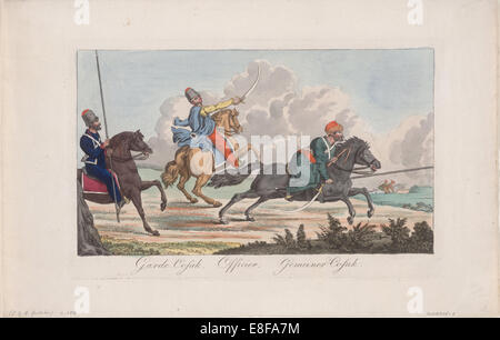 Leibgarde Kosaken, Offizier und Kosaken. Künstler: Geissler, Christian Gottfried Heinrich (1770-1844) Stockfoto