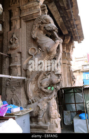 Meenakshi Amman Tempel, Meenakshi Sundareswarar Tempel, Tiru-Aalavaai, Meenakshi Amman Kovil, Madurai, Tamil Nadu, Indien. Stockfoto