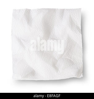 Zerknittertes Papierservietten, Isolated On White Background Stockfoto