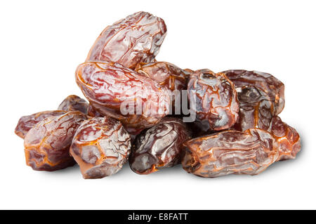 Haufen von getrocknete Datteln, Isolated On White Background Stockfoto