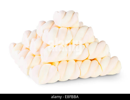 Pyramide der Spirale Marshmallow, Isolated On White Background Stockfoto