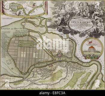 Karte von Petersburg (Sankt Petersburg Masterplan). Künstler: Le Blond, Jean-Baptiste Alexandre (1679-1719) Stockfoto