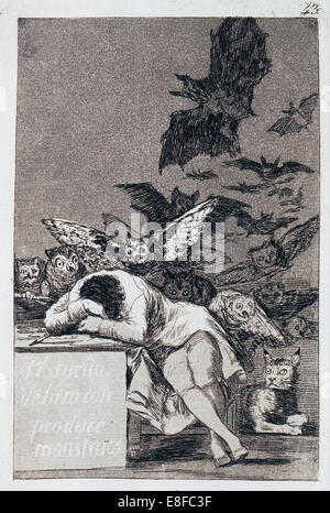 Der Schlaf des Grundes produziert Monster. (Capricho Nr. 43). Künstler: Goya, Francisco de (1746-1828) Stockfoto