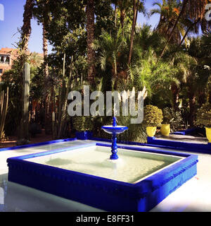 Marokko, Marrakesch, Bleu Fountain im Jardin Majorelle Stockfoto