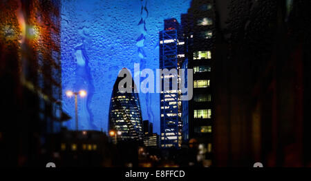 UK, London, Stadtbild mit Gurke in der Abenddämmerung