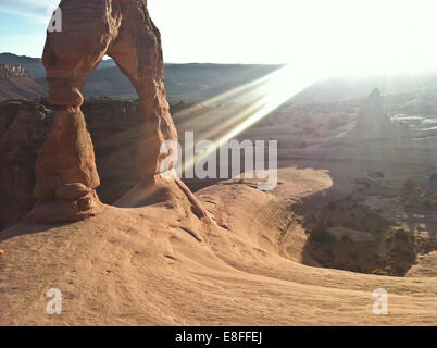 USA, Utah, der Arches-Nationalpark, Delicate Arch Stockfoto