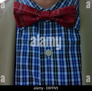 Close up of bow tie around a man's neck Stockfoto