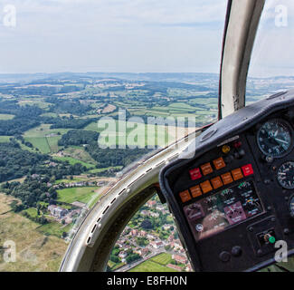 Landschaft im ländlichen Raum von innen ein Hubschrauber, England, UK Stockfoto