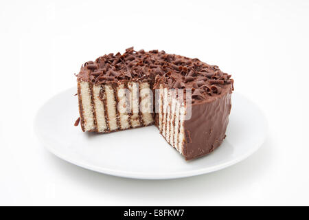 Schokoladen Torte auf einem Teller Stockfoto