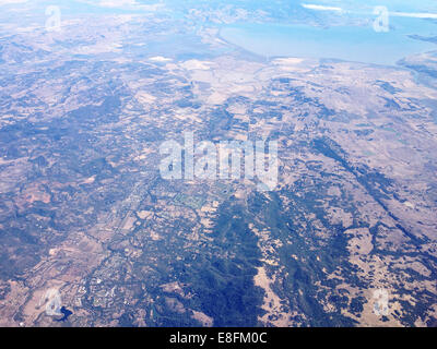 USA, California, Alameda County, Alameda, Ferry Landing, San Francisco Bay, Blick auf Berge und See Stockfoto