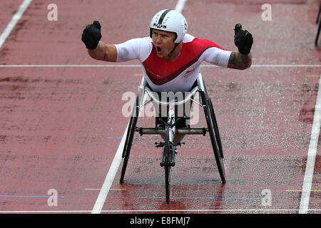David Weir (GER) gewinnt die Goldmedaille - Mens Para Sport 1500 T54. Leichtathletik - Hampden Park - Glasgow - UK - 31.07.2014 Stockfoto