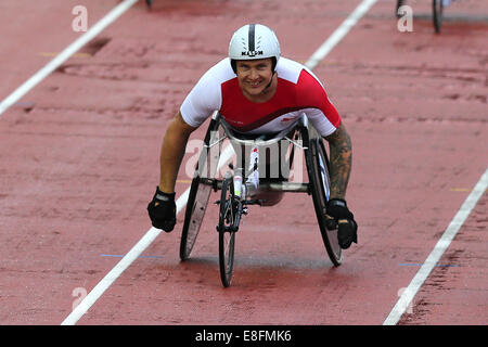 David Weir (GER) gewinnt die Goldmedaille - Mens Para Sport 1500 T54. Leichtathletik - Hampden Park - Glasgow - UK - 31.07.2014 Stockfoto