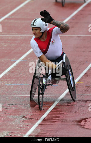David Weir (GER) gewinnt die Goldmedaille - Mens Para Sport 1500 T54. Leichtathletik - Hampden Park - Glasgow - UK - 31.07.2014 Stockfoto