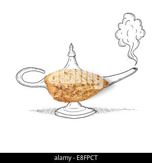 Konzeptueller Geist, der aus einer Lampe kommt Stockfoto