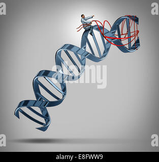 Gentechnik und Medizin Modifikationskonzept gen als Arzt oder Forscher Wissenschaftler leiten eine DNA Strang mit Stockfoto