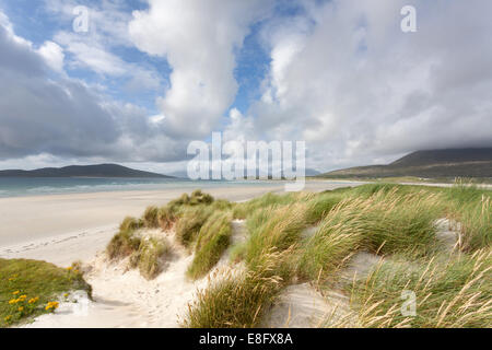 Seilebost Strand und Dünen an einem sonnigen Sommernachmittag, Isle of Harris Stockfoto