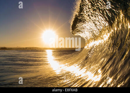 Meereswelle bricht im Sonnenlicht Stockfoto