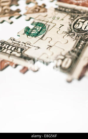 Detail einer Banknote Puzzle Stockfoto