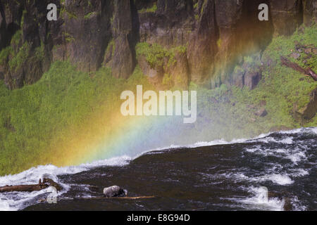 oberen Mesa verliebt sich in westlichen Idaho mit einem schwachen Regenbogen gebildet durch den Nebel, produziert von den Wasserfällen Stockfoto