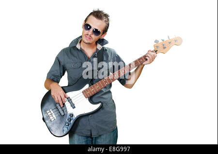 Coole Europäische Bassist tragen Sonnenbrillen Stockfoto