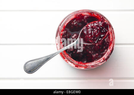 Draufsicht der fruchtige Marmelade Stockfoto
