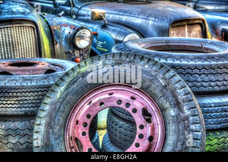 Verfallene London Taxis Stockfoto